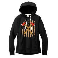 American Flag Axe Throwing Hatchet Thrower Lumberjack Women's Fleece Hoodie