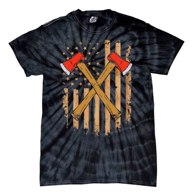 American Flag Axe Throwing Hatchet Thrower Lumberjack Tie-Dye T-Shirt