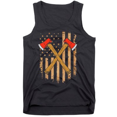 American Flag Axe Throwing Hatchet Thrower Lumberjack Tank Top