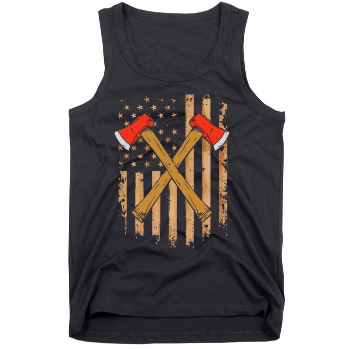 American Flag Axe Throwing Hatchet Thrower Lumberjack Tank Top