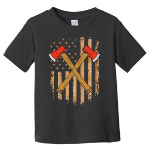 American Flag Axe Throwing Hatchet Thrower Lumberjack Toddler T-Shirt