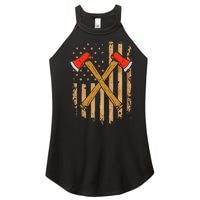 American Flag Axe Throwing Hatchet Thrower Lumberjack Women's Perfect Tri Rocker Tank