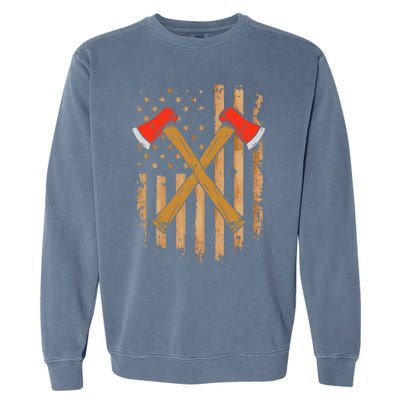 American Flag Axe Throwing Hatchet Thrower Lumberjack Garment-Dyed Sweatshirt