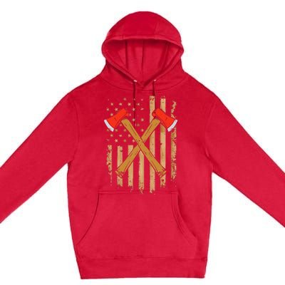 American Flag Axe Throwing Hatchet Thrower Lumberjack Premium Pullover Hoodie