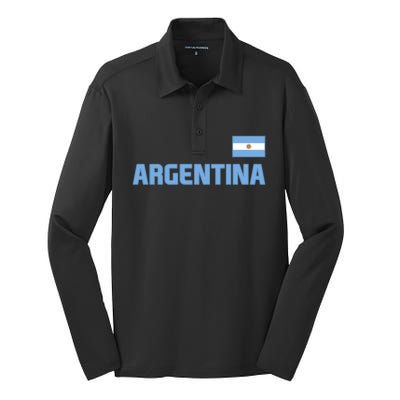 Argentina Flag Argentinian Pride International Country Gift Silk Touch Performance Long Sleeve Polo