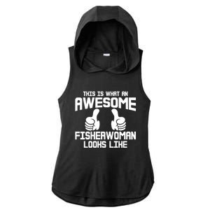 Awesome Fisher Angler Fishing Mom Fishing Daughter Gift Ladies PosiCharge Tri-Blend Wicking Draft Hoodie Tank