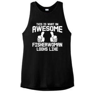 Awesome Fisher Angler Fishing Mom Fishing Daughter Gift Ladies PosiCharge Tri-Blend Wicking Tank