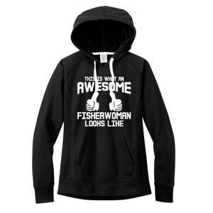 Awesome Fisher Angler Fishing Mom Fishing Daughter Gift Women's Fleece Hoodie