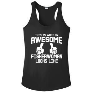 Awesome Fisher Angler Fishing Mom Fishing Daughter Gift Ladies PosiCharge Competitor Racerback Tank