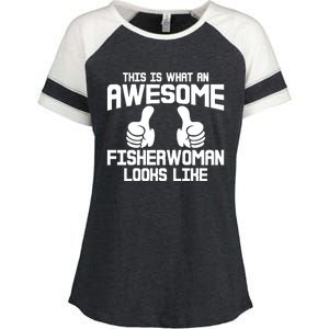 Awesome Fisher Angler Fishing Mom Fishing Daughter Gift Enza Ladies Jersey Colorblock Tee