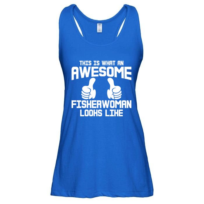 Awesome Fisher Angler Fishing Mom Fishing Daughter Gift Ladies Essential Flowy Tank