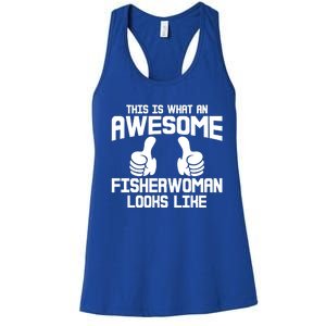 Awesome Fisher Angler Fishing Mom Fishing Daughter Gift Women's Racerback Tank