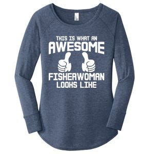 Awesome Fisher Angler Fishing Mom Fishing Daughter Gift Women's Perfect Tri Tunic Long Sleeve Shirt