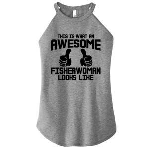 Awesome Fisher Angler Fishing Mom Fishing Daughter Gift Women's Perfect Tri Rocker Tank