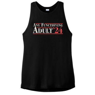 Any Functioning Adult 2024 Funny Retro Election Ladies PosiCharge Tri-Blend Wicking Tank