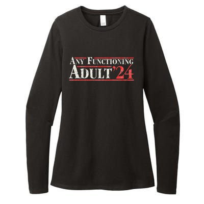 Any Functioning Adult 2024 Funny Retro Election Womens CVC Long Sleeve Shirt