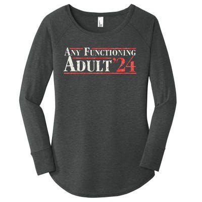 Any Functioning Adult 2024 Funny Retro Election Women's Perfect Tri Tunic Long Sleeve Shirt