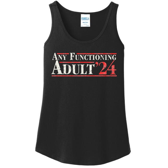 Any Functioning Adult 2024 Funny Retro Election Ladies Essential Tank