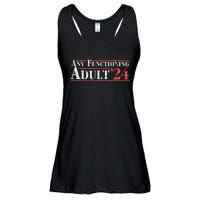 Any Functioning Adult 2024 Funny Retro Election Ladies Essential Flowy Tank