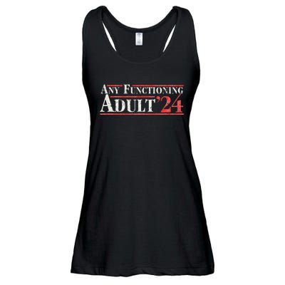 Any Functioning Adult 2024 Funny Retro Election Ladies Essential Flowy Tank