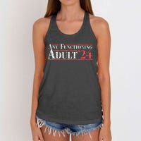 Any Functioning Adult 2024 Funny Retro Election Women's Knotted Racerback Tank