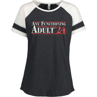 Any Functioning Adult 2024 Funny Retro Election Enza Ladies Jersey Colorblock Tee