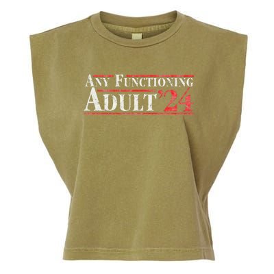 Any Functioning Adult 2024 Funny Retro Election Garment-Dyed Women's Muscle Tee