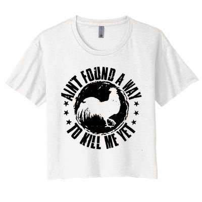 Ain't Found A Way To Kill Me Yet Vintage Rooster Crop Top