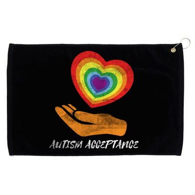 Acceptance For Autism Heart Rainbow Autism Awareness Meaningful Gift Grommeted Golf Towel