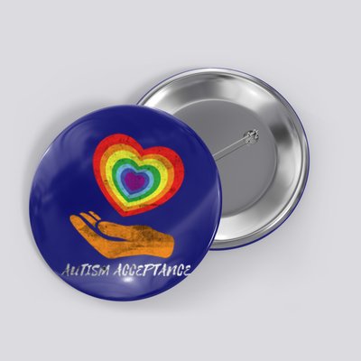 Acceptance For Autism Heart Rainbow Autism Awareness Meaningful Gift Button