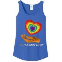 Acceptance For Autism Heart Rainbow Autism Awareness Meaningful Gift Ladies Essential Tank