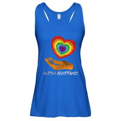 Acceptance For Autism Heart Rainbow Autism Awareness Meaningful Gift Ladies Essential Flowy Tank