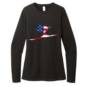 American Flag Alpine Ski Cool USA Flags Skiing Jersey Womens CVC Long Sleeve Shirt