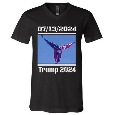 Angel Flag At Trump Rally  Trump 07132024 Miracle V-Neck T-Shirt