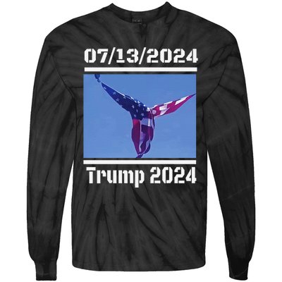 Angel Flag At Trump Rally  Trump 07132024 Miracle Tie-Dye Long Sleeve Shirt