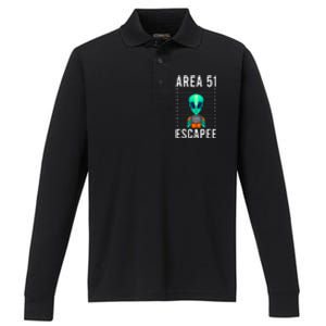 Alien Funny Alien Lover UFO Area 51 Alien Humor Alien Performance Long Sleeve Polo