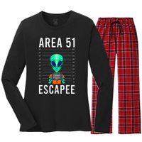 Alien Funny Alien Lover UFO Area 51 Alien Humor Alien Women's Long Sleeve Flannel Pajama Set 