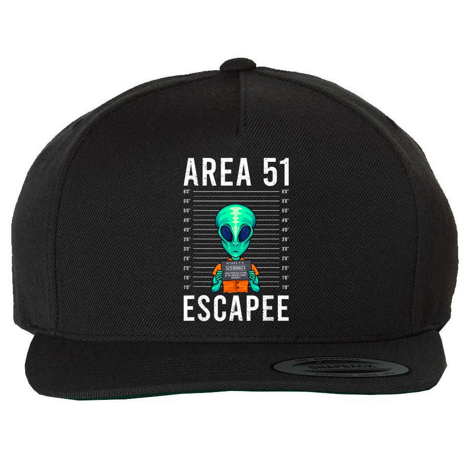 Alien Funny Alien Lover UFO Area 51 Alien Humor Alien Wool Snapback Cap