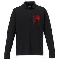 American Flag Archery Performance Long Sleeve Polo