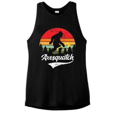 Axesquatch Funny Axe Throwing Retro Axe Thrower Ladies PosiCharge Tri-Blend Wicking Tank