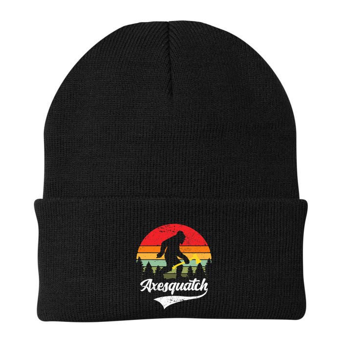Axesquatch Funny Axe Throwing Retro Axe Thrower Knit Cap Winter Beanie