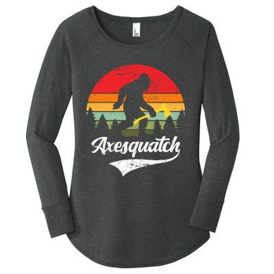 Axesquatch Funny Axe Throwing Retro Axe Thrower Women's Perfect Tri Tunic Long Sleeve Shirt