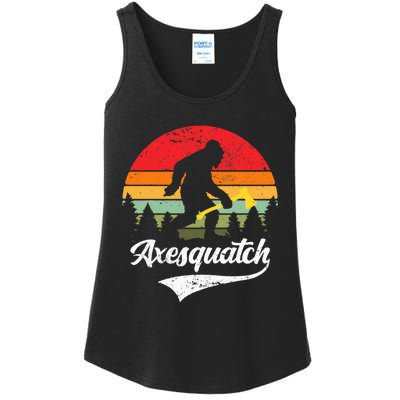 Axesquatch Funny Axe Throwing Retro Axe Thrower Ladies Essential Tank