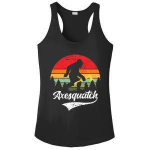 Axesquatch Funny Axe Throwing Retro Axe Thrower Ladies PosiCharge Competitor Racerback Tank