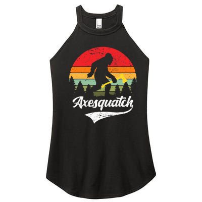 Axesquatch Funny Axe Throwing Retro Axe Thrower Women’s Perfect Tri Rocker Tank