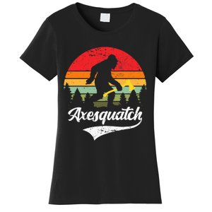 Axesquatch Funny Axe Throwing Retro Axe Thrower Women's T-Shirt