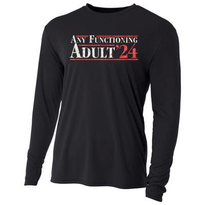 Any Functioning Adult 2024 Funny Retro Election Logo Cooling Performance Long Sleeve Crew