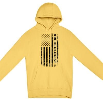 American Flag Archaeologist Funny Archaeology Gift Premium Pullover Hoodie