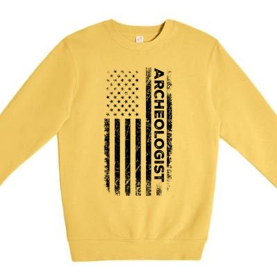 American Flag Archaeologist Funny Archaeology Gift Premium Crewneck Sweatshirt