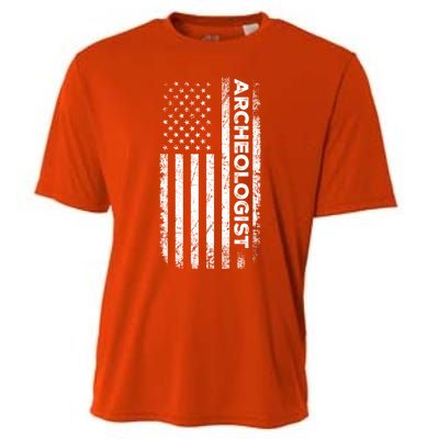 American Flag Archaeologist Funny Archaeology Gift Cooling Performance Crew T-Shirt